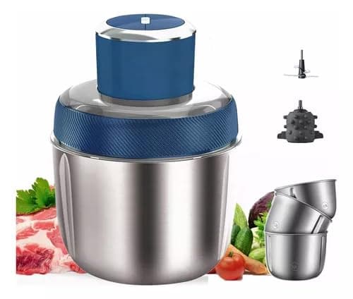 REMICH 2.5L Electric Food Processor Vegetable Chopper – 2 Speed Modes with 4 Sharp Blade for Kitchen –Mincing/Chopping/Pureeing/Grinding – Used For Dough Stirring, Meat, Nuts, Fruits (Blue-500W)