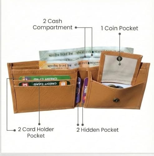 TPM Men Stylish Black Auto-Lock Artificial Leather Belt and Tan Wallet Combo 2