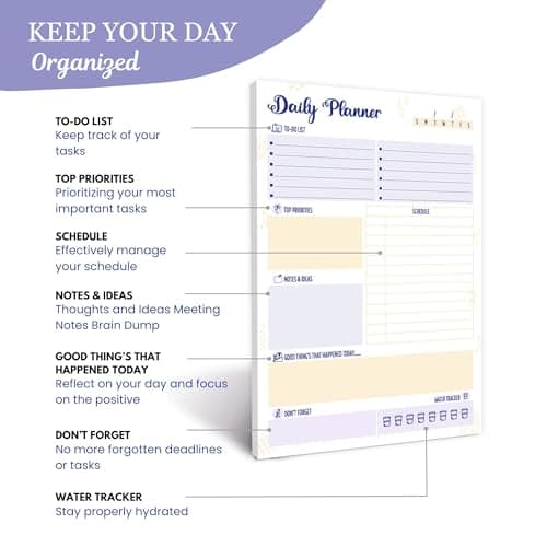 Doodle To Do List Notepad | Undated Daily Planner Pad with 50 Tear-Off Sheets | Hourly Schedule + Task Checklist | A5 Size | 90 GSM Paper | Office, Home & School Organizer 3
