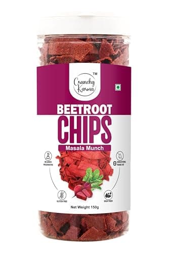 Beetroot Chips Masala Flavor | Healthy Baked Vegetable Chips | Healthy Gluten Free Snack | High Fiber & Low Cholesterol Veg Chips | No Added Preservatives | Crispy Beetroot Snacks for Kids & Adults | 