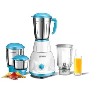 HAVOK 750 Watt Mixer Grinder with 4 Jars (3 Stainless Steel + 1 Juice Jar) | Heavy Duty Kitchen Grinder for Spices & Smoothies | 3 Speed Control & Overload Protector | White & Blue (1 Year Warranty)