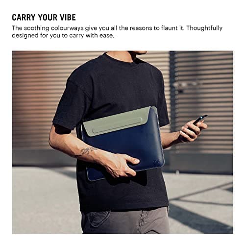 DailyObjects Snap On Envelope Sleeve for MacBook Air/Pro 13 Inch | Solid Space Blue Lightweight Faux Leather for Laptops & iPads | Flip Top Magnetic Closure | Sleek Design Durable & Water Resistant 3