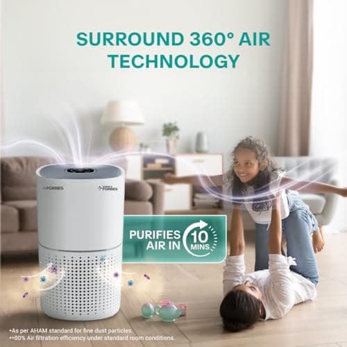 Eureka Forbes Air Purifier 230|True HEPA H13 Filter & Surround 360° Air Intake Tech(Approx. 1.5-2 Yrs)| Removes 99.97% PM2.5, Dust & Allergens| 4-Stage Purification|Coverage 310 Sq. Ft|Sleep Mode 5