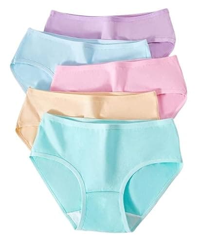 Amazon Brand - LOURYN KOULYN® Women Soft Cotton Hipster Ladies Plain Bright Panty/Innerwear Inner Elastic Underwear Combo Pack 5 (Colour May Very) (M, Multicolor)