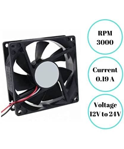 LEDTRIX -DC 12V Cooling Fan for PC Case 80X80X25MM Cabinet Fan 3.-Inch Square Cooler (Black) (PACK OF 5) 2