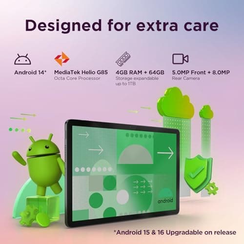 Lenovo Tab | 10.1" Display, 4G (LTE) + Wi-Fi (Calling)| 4 GB RAM+64 GB ROM (Expandable up to 1 TB), MediaTek Helio G85,Metal Body, Dual Speakers with Dolby Atmos, Android 14, 5100mAh Battery, Grey 4