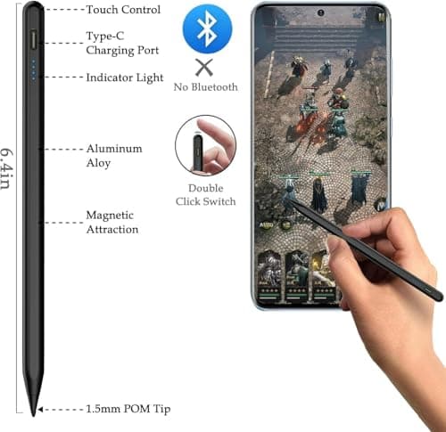 ActiveTouch Digital Stylus Pen – Precision Touchscreen Pen for Android Tablets & Smartphones, Smooth Writing & Drawing (Black) 3