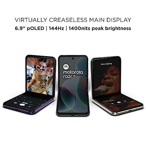Motorola razr 40 (Vanilla Cream, 8GB RAM, 256GB Storage) | External AMOLED Display | 6.9" AMOLED 144Hz Display | 64MP Main Camera | Android 13 3