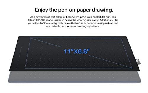 Huion Inspiroy RTP 700 Graphics Drawing Pen Tablet |Support- MacOS, Windows & Android | Working Area (11 x 6.875 inch), Battery-Free Stylus PW400| 6 Programmable Touch Keys & 1 Touch Strip|(Black) 2