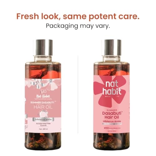 Nat Habit Hibiscus Amla Hair Oil For Men & Women, Helps In Hair Growth & Thickness, For dry and frizz Hair, No Paraffin, Mineral Oil, Preservatives & Chemicals, 100ml 2