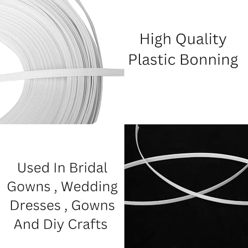 PINACO White Coreset Wire/Rigilene/Boning wire for Sewing Wedding Dress Gowns,(6MM) (5 Meter) 5