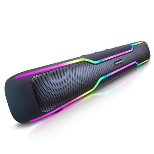 CrossBeats Blaze B50 (2026) Bluetooth 50W Soundbar Gaming RGB Light, AUX, BT, SD Card, USB &FM, 8 Hrs Playtime Fast Charge Sound bar smart tv with Built-in mic, Speaker for Mobile, PC, Laptop - Black