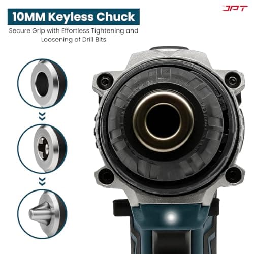 JPT 21V Heavy-Duty Impact Cordless Drill Machine | Max. 90N.M Torque | Max. 0-2000RPM Speed | 10MM Keyless Chuck | 25+3 Gears Setting | 2.0Ah Li-Ion Battery | 24Pcs Drill Accessories 4