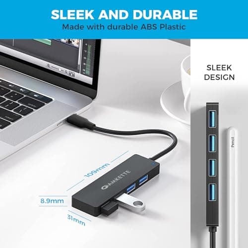 Amkette Type-C 4 Port True USB 3.0 Hub for Laptop, MacBook, chromebooks, Tablets & Smartphones (Black) 4