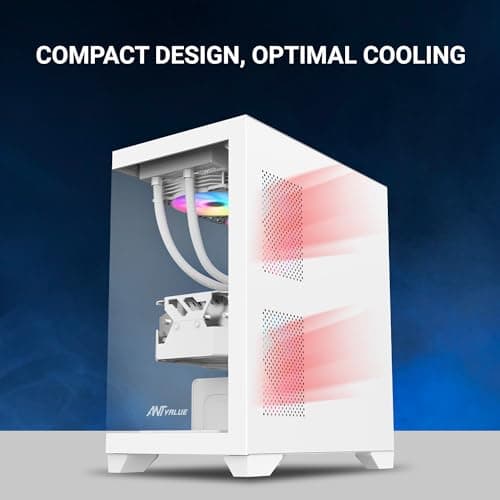 Ant Value Tempered_Glass CV200 Mid-Tower Computer Case/Gaming Cabinet - White | Support M-ATX, M-ITX | Pre-Installed 3 Static RGB Fans 3