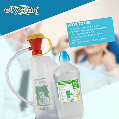 Elysian Emergency Eye Wash Station Kit – Wall-Mountable Safety Eyewash with 500ml Reusable Pump Bottle | Ideal for Chemical, Dust & Irritant Exposure in Workplace, Lab, or Industrial Use 5