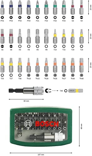 Bosch Metal Screwdriver Bits Kit | For All Power Tool Brands | Quick Change | Includes PH, PZ, S, HEX, Torx & Tamper-Proof Bits | All-in-One Bit Set for Daily Tasks | Compact & Handy Storage Case 3