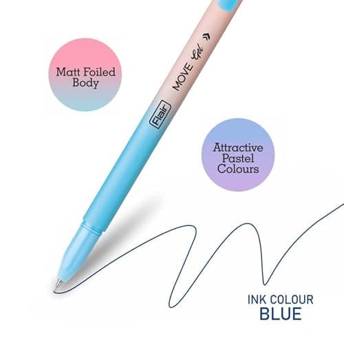 FLAIR Move Gel Pen | Minimalistic & Aesthetic Matt Finish Pastel Body Colors | Effortless Writing With Sleek Clip Design | Blue Ink, Set Of 10 4