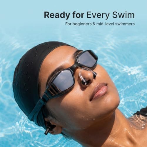CULT Swimming Cap Goggles with Ear Plugs & Nose Clip Set for Men & Women, Anti-Fog Swimming Goggles with Adjustable Strap, Silicone Swim Cap Combo for Training, Pool & Fitness, Black 3