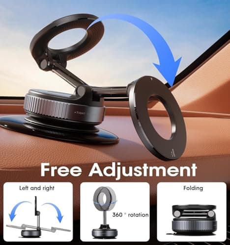 Upgraded 360° Vacuum Magnetic Car Phone Mount, Strong Suction Cup Phone Holder, Hands-Free Mobile Stand for Car Dashboard, Windshield, Gym, Mirror & Shower, Universal Compatible (Pro Black) 2