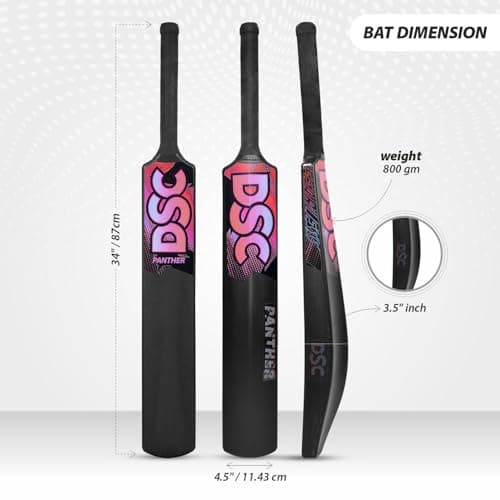 DSC Panther Plastic Cricket Bat - Ideal for Tennis and Gully/Turf Cricket Bat, Color - Black, Size - Full (15 Years and Above) 4