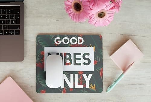 MS ART & CRAFT Good Vibes Only Tropical Mouse Pad, Gaming Mousepad with Floral Design, Non-Slip Base, 23cm x 19 cm 4