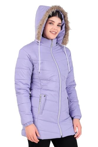 Brazo Latest Long Puffer Full Sleeve Winter Jacket For Women's (IN, Alpha, M, Levender), Purple 3