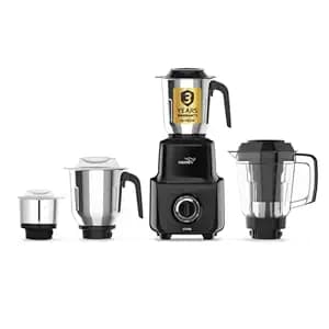 V-Guard Citius 750 Watt Juicer Mixer Grinder for Kitchen | 3 Year Motor Coverage by V-Guard | 4 Jars | Juicer, Wet, Chutney & Dry | Sturdy Juicer Jar | Precision Blend SS Blades | Black