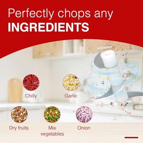 Pigeon Zoom Electric Chopper 350 ml, Portable with 3 Stainless Steel Blades for Effortlessly Chopping Vegetables and Fruits - Green, 30 Watts 4