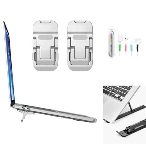 smashtronics Premium Metal Laptop Stand - Foldable, Height Adjustable Laptop Double kick Stand (Kickstand Silver) 2