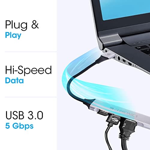 Zebronics 200HB USB 3.0 4 Port hub with Hi Speed Data Transfer, Aluminum + ABS Body, 15cm Cable, Sleek Design and Plug Play Usage 4