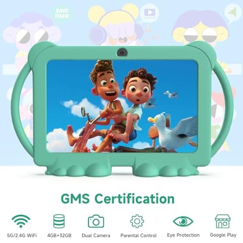 Kids Tablet, 7 Inch Tablet for Kids 4GB+32GB, Support 1TB Expansion, Android Preinstalled, Parental Control, Early Childhood Education, Dual Camera Tablets, Bluetooth, WiFi6 5