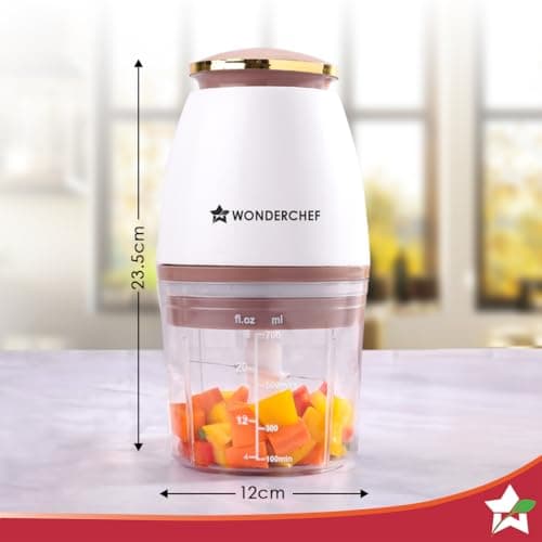 Wonderchef Nutri-chop Pearl Electric Chopper | 4 Sharp Stainless Steel Blades | 700ml | 350W | Chop and Mince Vegetables, Meat, Blends Dips | Low Noise | Light-weight | 2-Year Warranty 2