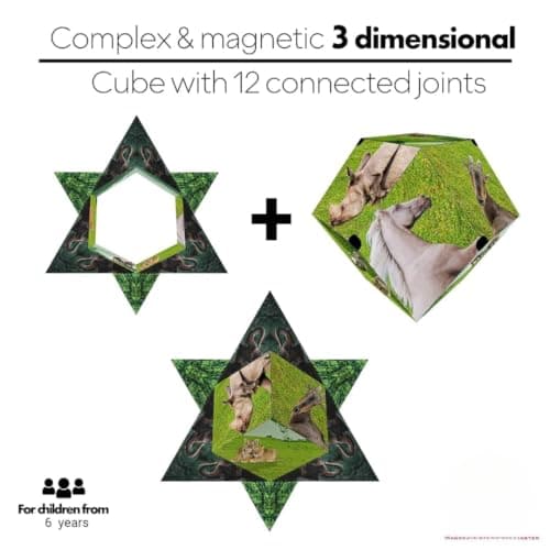 KitchVanta Shape Shifting Box Mystery Box – 3D Magnetic Fidget Cube Puzzle Toy, Over 70 Geometric Shapes, Stress Relief & Educational STEM Brain Teaser for Kids & Adults (Green Animal Theme) 4
