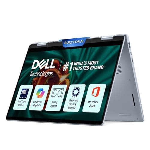 New Dell 14 Plus 2-in-1 Touch Laptop, AI Enabled Intel Core Ultra 5 226V, 16GB LPDDR5X, 512Gb SSD, Intel Arc Graphics, 14" FHD+ 300nits WVA Display, Backlit Keyboard + FPR, Ice Blue, 1.61 Kg