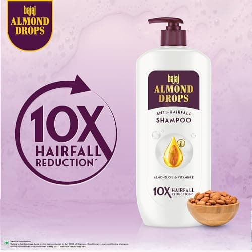 Bajaj Almond Drops Nourishing Shampoo with Almond Milk, Vitamin E & Biotin | For Soft, Shiny Hair | 10X Hairfall Reduction | Paraben Free- 340ML 4