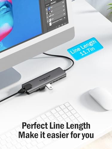Lemorele USB C Hub with HDMI 4K@60Hz -6 in 1,with Gigabit Ethernet, 2*USB 3.0, PD 100W,3.0 Data Transfer Compatible with MacBook Air/Pro, iPad, Windows, Chromecast 5