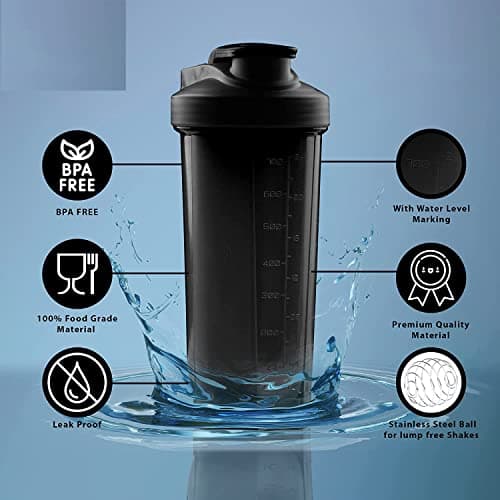 COOL INDIANS GYM SHAKER BOTTLE 700 ML, SHAKER BOTTLE FOR PROTEIN SHAKE 100% LEAKPROOF AND BPA FREE PROTEIN SHAKER|SIPPER BOTTLE (BLACK) 5