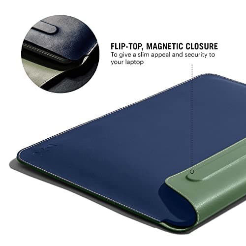 DailyObjects Snap On Envelope Sleeve for MacBook Air/Pro 13 Inch | Solid Space Blue Lightweight Faux Leather for Laptops & iPads | Flip Top Magnetic Closure | Sleek Design Durable & Water Resistant 4