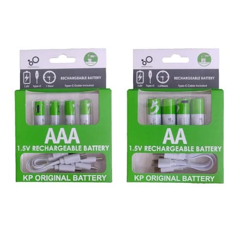 Rechargeable AA 2600mAh + AAA 750mAh Batteries 1.5V USB Lithium ion Rechargeable AA+AAA Battery with USB Type C Charging Cable, 1200 Cycles Constant Output, 4-Pack AA and 4-Pack AAA