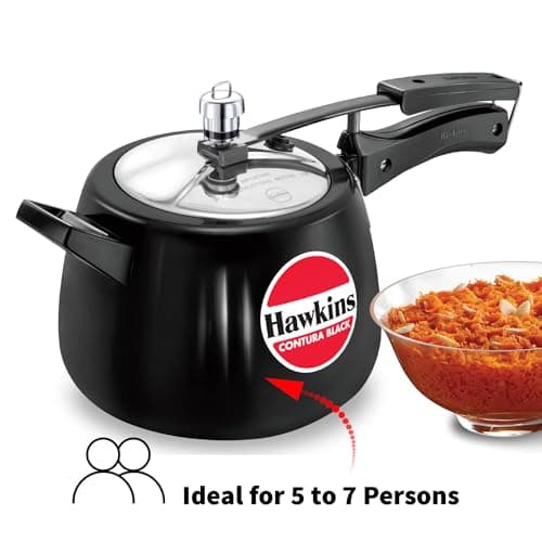 Hawkins 4 Litre Contura Black Pressure Cooker, Hard Anodised Inner Lid Cooker, Handi Cooker, Black (Cb40), 4 Liter 2