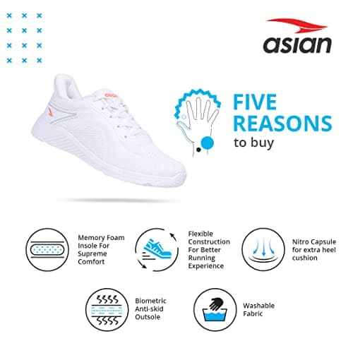 ASIAN Delta-20 Wonder Sports & Casual Sneaker Lightweight Lace-Up Shoes for Men's & Boy's, White - 8 UK 4