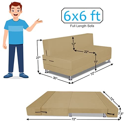 Adorn India Easy Alyn Plus Decent 4 Seater Sofa Cum Bed (6X6) (Beige) (1 Year Warranty) 2