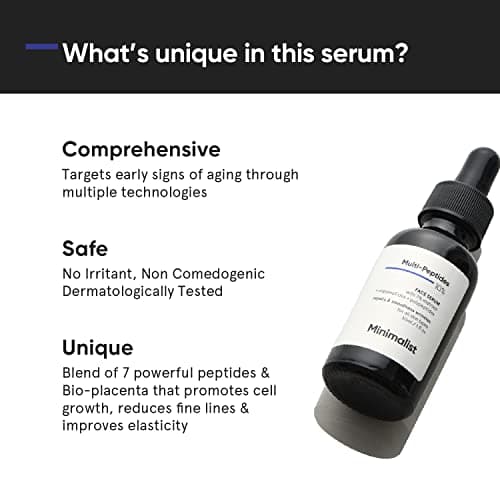 Minimalist Multi Peptide Night Face Serum for Ageless Younger Skin, 30 ml | Collagen Boosting, Hydrating & Overnight Repair Serum for Women & Men with 7% Matrixyl 3000 & 3% Bio-Placenta 2