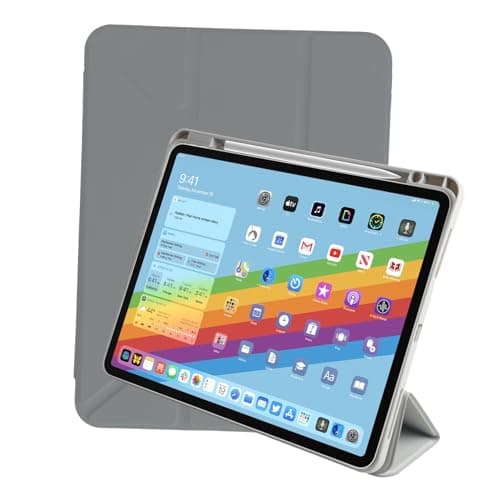 Arctic Fox Smart Folio Case for iPad Pro 13 inch (2024) Cover Case (M4) with Pencil Holder, Trifold Multi Angle Stand,Auto Wake/Sleep, Durable Protection, PU+PC+TPU, Grey 2