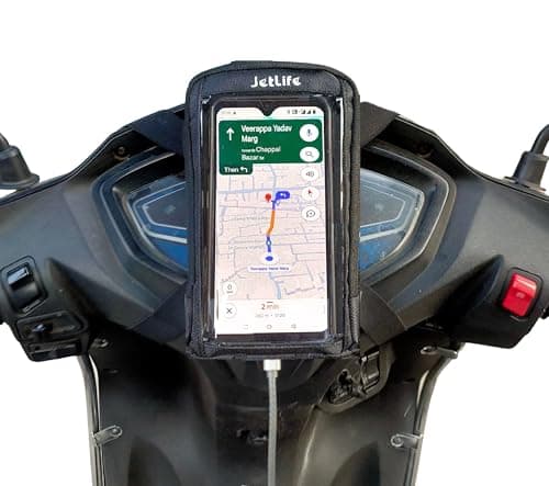 JETLIFE Mobile Holder/Pouch/Mount for All Types of Scooter Scooty Activa Jupiter EV etc | Standard X1 Model (Black)