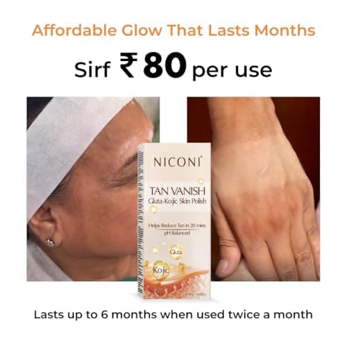 NICONI Gluta-Kojic Skin Polish | D-Tan Professional Face Pack for Brightening & Glow | Instant Tan Removal & Dead Cell Exfoliation | Smooth Radiant Finish | 180g 3