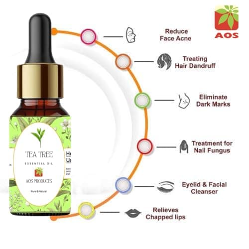 AOS PRODUCTS 100% Pure and Natural Tea Tree Essential Oil for Men and Women Anti Dandruff| Acne Treatment Skin Care and Hair Care (100 ml) 4