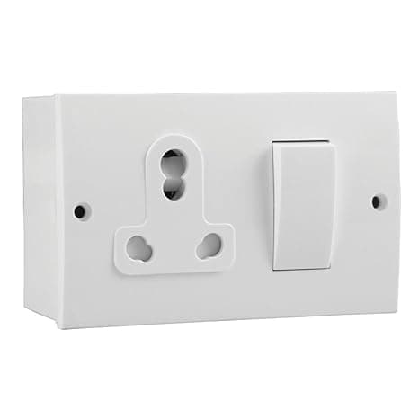 Single Socket with Switch, White, 3-Pin, 15A, Wall Mount Electrical Outlet (5)
