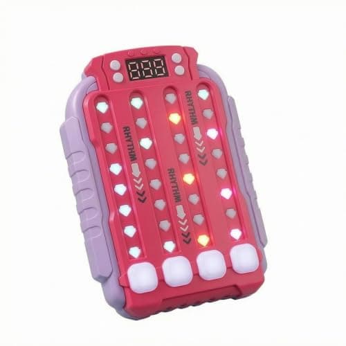 Bnf Finger-Press LCD Rhythm Game Toy Interactive Handheld Rhythm Game Toy Compact Illuminated, Red